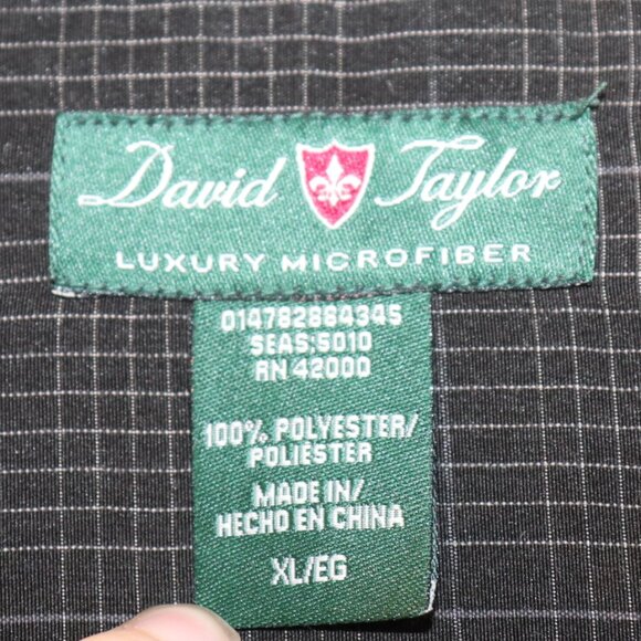 Gray plaid luxury microfiber button-down long sleeve shirt size XL David Taylor - Picture 4 of 7